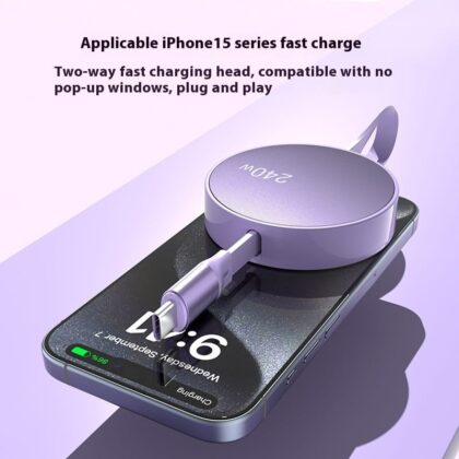 Mobile Phone Data Cable Telescopic 240WPD For 15 Phone Fast Charge Type-c Charging